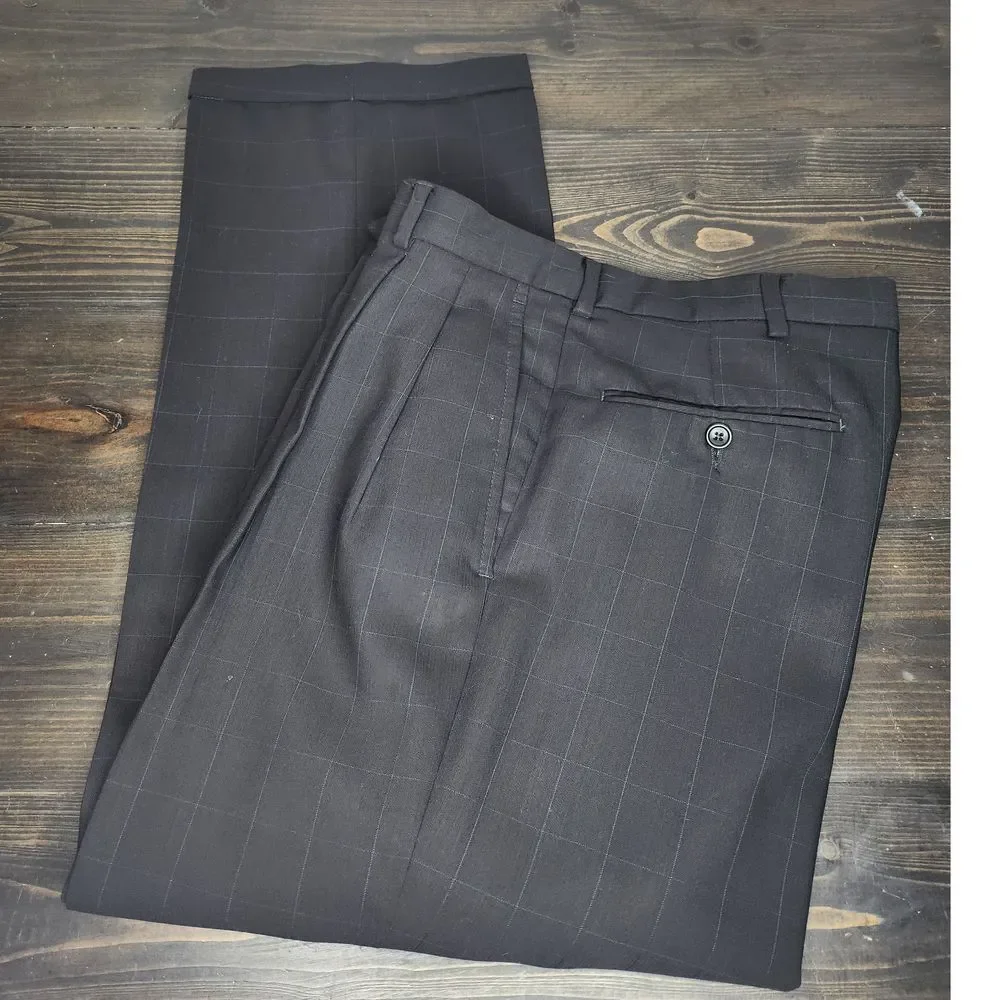 Zino Suit Men's Coat and Pants Dark‎ Gray Blue Pinstripes Wool Made in Italy